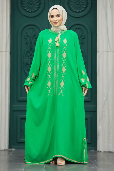  Green Modest Abaya Dress 10136Y - NEVA STYLE