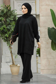 Neva Style - Green Modest Knitwear Dual Dress 34262S - Thumbnail