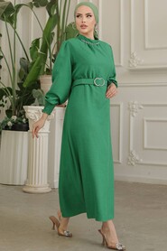  Green Modest Maxi Dress 661Y - 2