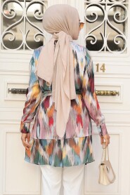 Neva Style - Green Modest Tops 21066Y - 3