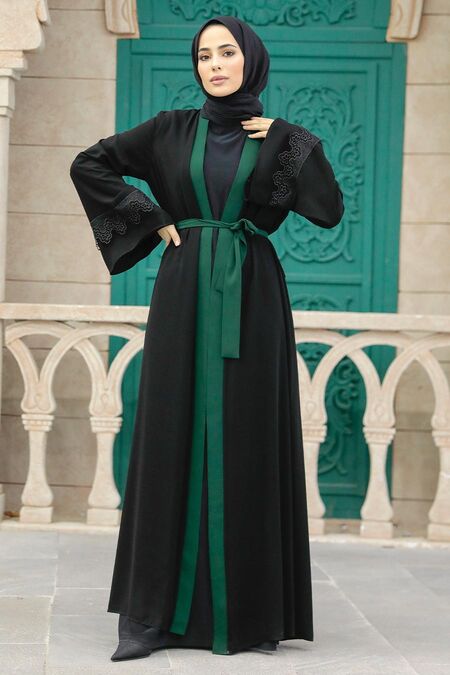  Green Plus Size Abaya 55440Y - NEVA STYLE