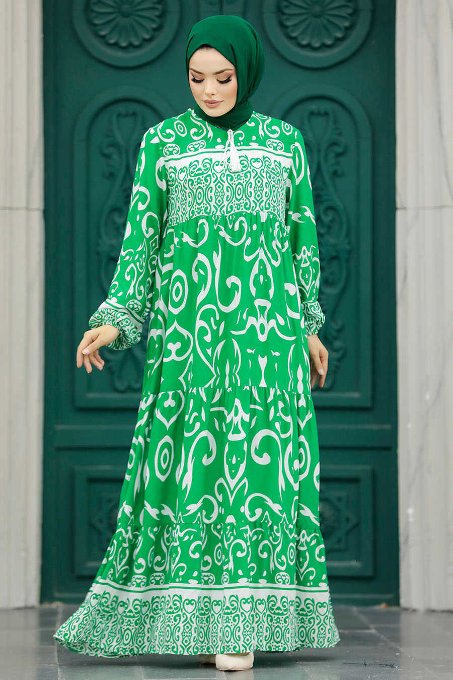 Neva Style - Green Plus Size Dress 6192Y