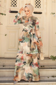 Neva Style - Green Tie Dye Dress 33079Y - 1