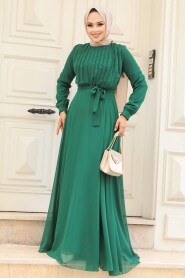 Green Turkish Hijab Evening Gown 3371Y - 2