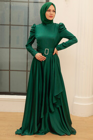  Green Turkish Hijab Prom Dress 3401Y - 1