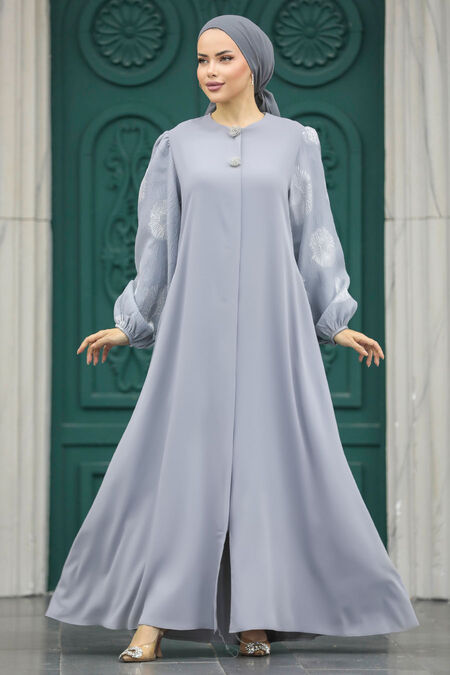  Grey Dubai Abaya 20157GR - NEVA STYLE