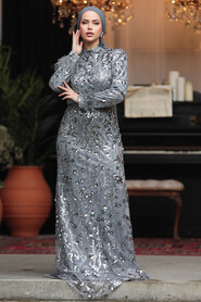  Grey Elegant Evening Gowns 23421GR - Thumbnail