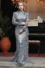  Grey Elegant Evening Gowns 23421GR - Thumbnail