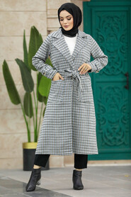 Neva Style - Grey High Quality Coat 5956GR - Thumbnail