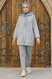  Grey Hijab Dual Suit 22186GR - 1