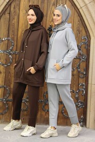  Grey Hijab Dual Suit 22186GR - 3