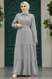  Grey Hijab For Women Dress 5849GR - NEVA STYLE