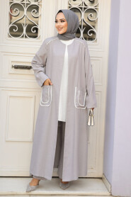  Grey Hijab For Women Kimono Triple Suit 80101GR - 1