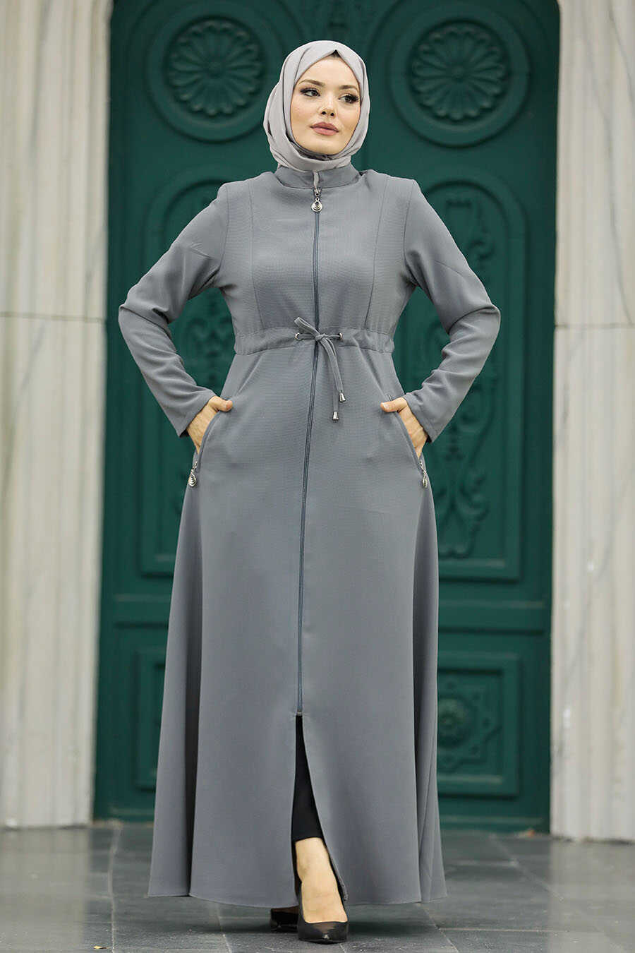 Neva Style - Grey Hijab Turkish Abaya 60125GR