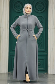 Neva Style - Grey Hijab Turkish Abaya 60125GR - Thumbnail