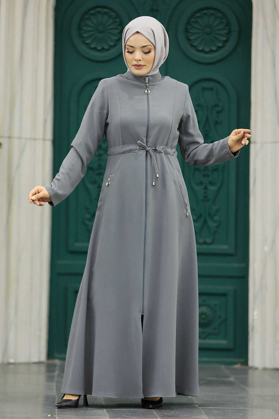 Neva Style - Grey Hijab Turkish Abaya 60125GR