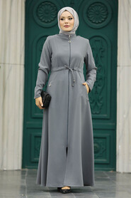 Neva Style - Grey Hijab Turkish Abaya 60125GR - Thumbnail