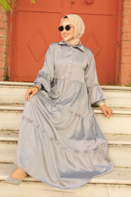  Grey Hijab Turkish Dress 5884GR - 2