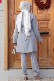  Grey Hijab Turkish Dual Suit 34071GR - 4