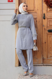  Grey Hijab Turkish Dual Suit 34071GR - 2