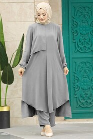 Grey Islamic Clothing Dual Suit 10701GR - NEVA STYLE