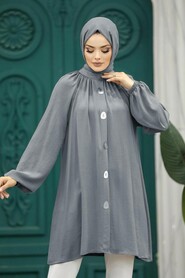  Grey Islamic Clothing Tunic 1117GR - NEVA STYLE