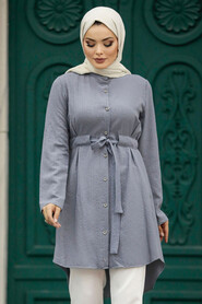  Grey Islamic Clothing Tunic 4681GR - 2