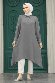  Grey Islamic Clothing Tunic 615GR - NEVA STYLE