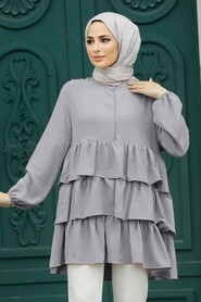  Grey Islamic Clothing Tunic 64701GR - NEVA STYLE