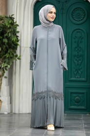  Grey Islamic Clothing Turkish Abaya 396000GR - 1