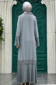  Grey Islamic Clothing Turkish Abaya 396000GR - 3