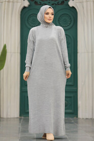  Grey Knitwear Modest Dress 20161GR - 1