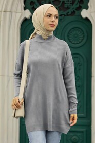  Grey Knitwear Muslim Tunic 20132GR - NEVA STYLE
