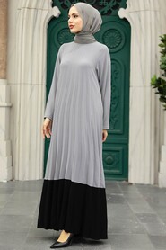  Grey Long Muslim Dress 76841GR - 1