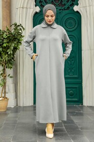  Grey Long Sleeve Dress 17872GR - NEVA STYLE