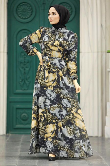  Grey Long Sleeve Dress 279312GR - NEVA STYLE