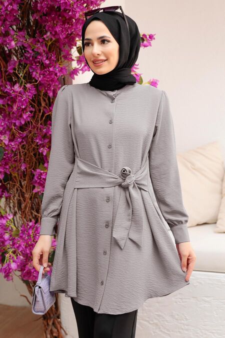 Grey Modest Tunic Gr Neva Style Com