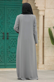  Grey Plus Size Turkish Abaya 625GR - 3