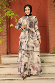 Neva Style - Grey Tie Dye Dress 33079GR - 2