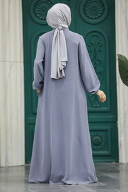 Grey Women Turkish Abaya 11065GR - 3