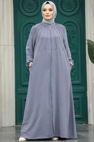  Grey Women Turkish Abaya 11065GR - 1