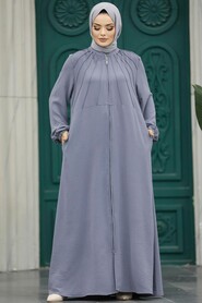  Grey Women Turkish Abaya 11065GR - 2