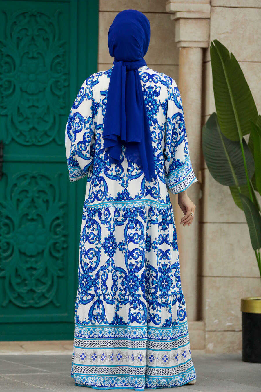 Neva Style - İndigı Blue Long Muslim Dress 51951IM
