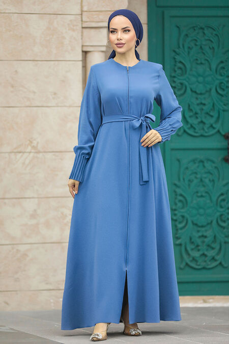  İndigo Blue Abaya For Women 20146IM - NEVA STYLE