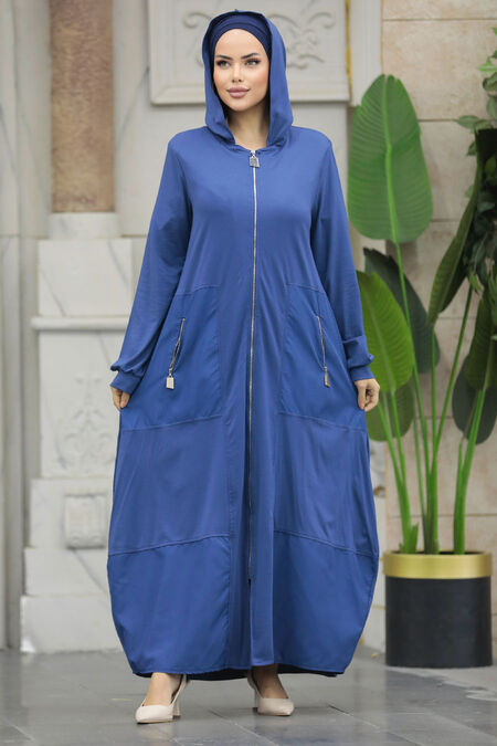 Neva Style - İndigo Blue Dubai Abaya 20130IM - NEVA STYLE