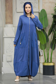 Neva Style - İndigo Blue Dubai Abaya 20130IM - 2