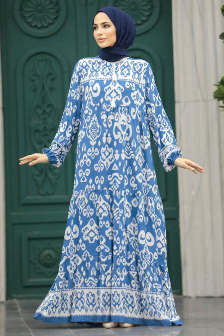  İndigo Blue High Quality Dress 50006IM - NEVA STYLE
