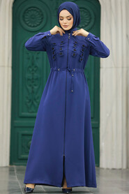 Neva Style - İndigo Blue High Quality Turkish Abaya 10037IM - Thumbnail
