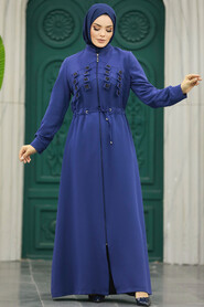 Neva Style - İndigo Blue High Quality Turkish Abaya 10037IM - Thumbnail
