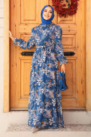  İndigo Blue Hijab Dress 29710IM - 2